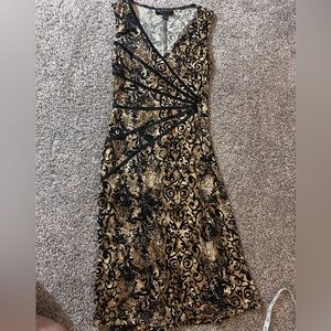 connected apparel Black and Gold V-Neck Maxi Dress